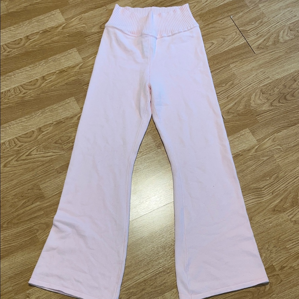 Pink foldover sweater pants